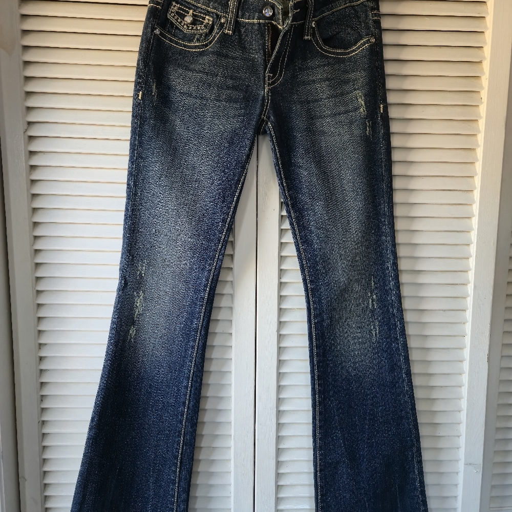 Women's Anoname Joelle Boot Blue Denim Flared Jeweled Jeans